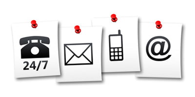 Alternate Point of Contact Landlords Icons 24/7, mail, cellular, email 