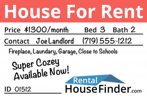 Free House for Rent Sign from RentalHouseFinder.com Listing Service